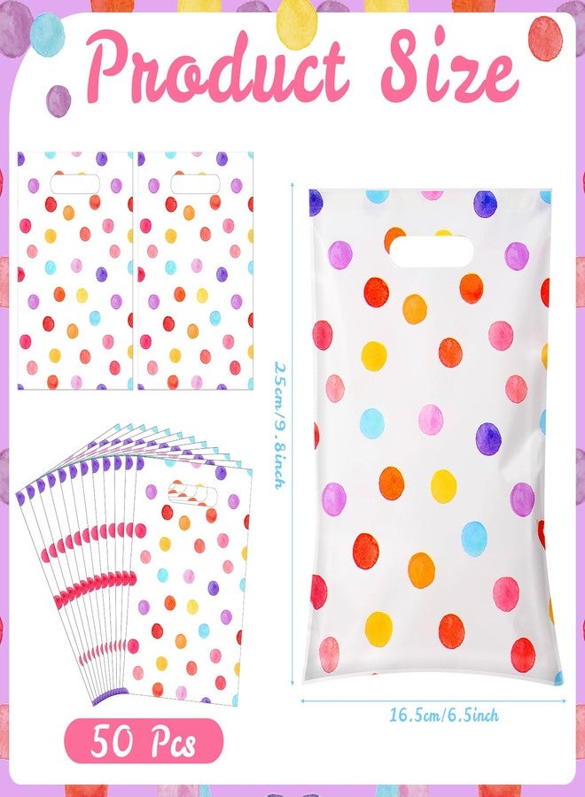 Bulyoou 50 Pcs Polka Dots Gift Bags Bulk with Handles Colorful Watercolor Polka Dot Party Favor Bag Candy Snack Treat Goodie Pouch for Birthday Baby Shower Wedding Shopping Pastel Party Supplies - Image 2